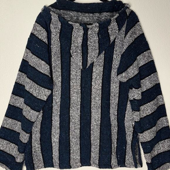 Molina vintage Baja Hoodie Sweater pullover Size Medium Unisex Blue and Gray - Picture 11 of 16